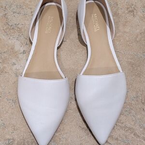 Michael Kors White Pointed D'Orsay Leather Flats